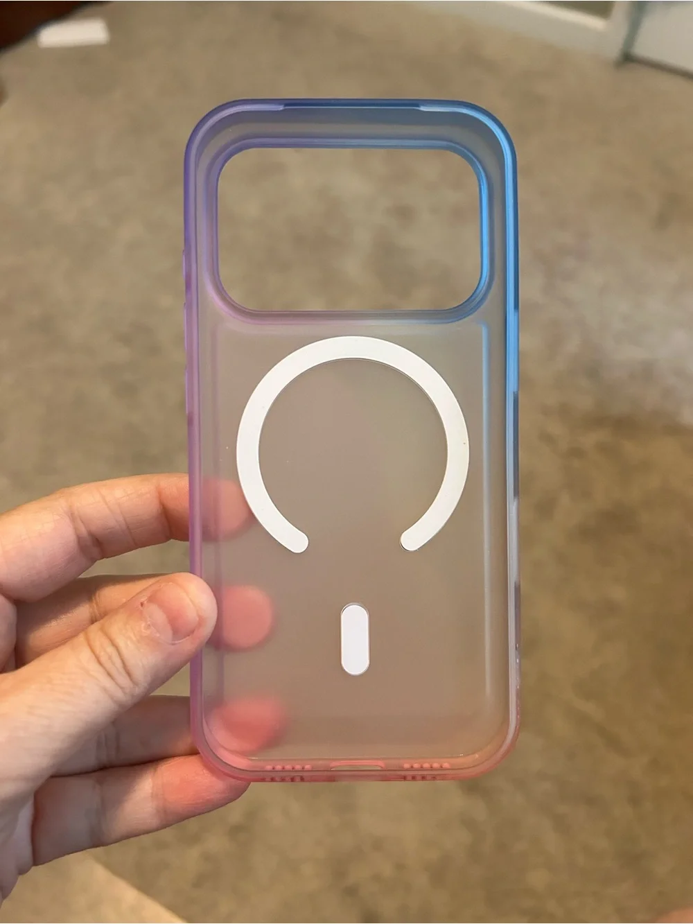 Gradient Clear MagSafe-Compatible Phone Case - Blue to Pink